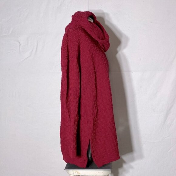 Aklanda Australia Oversized Red Merino Wool Cowl  Neck Sweater M - Picture 3 of 14
